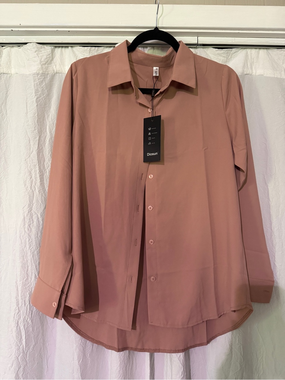 Women’s Long Sleeve Button-Up Shirt - Dusty Rose